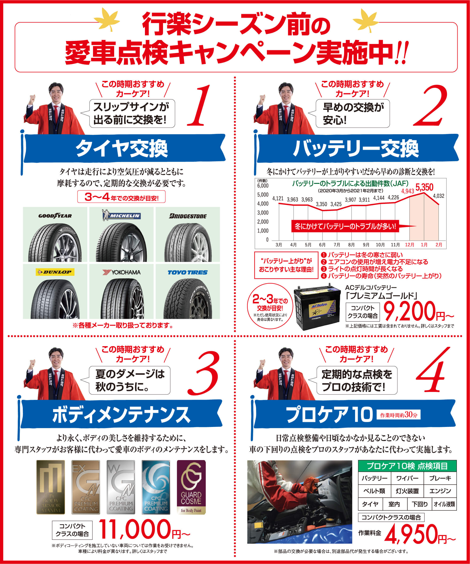 行楽シーズン前の愛車点検キャンペーン実施中 