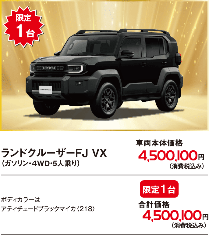 ランドクルーザーFJ VX（ガソリン・４WD・5人乗り）