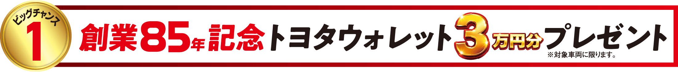 創業85年記念トヨタウォレット3万円分プレゼント