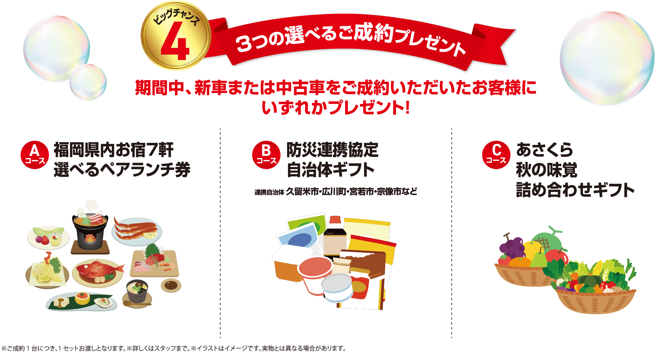 3つの選べるご成約プレゼント